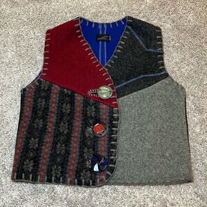Baabaazuzu Upcycled Vintage Wool Vest Women's Small Medium Cozy Warm Hippy Boho‎
